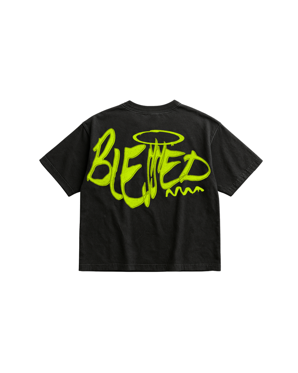 Camiseta Boxy Fit “Blessed” – Negra